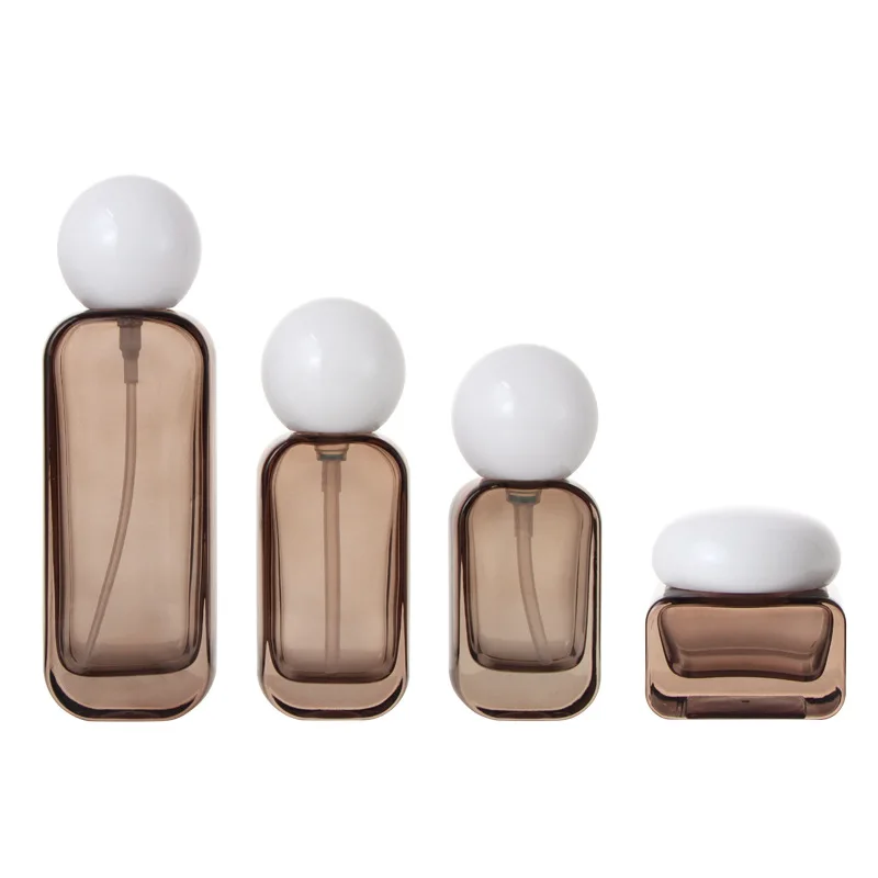 New 30ml-120ml Glass Bottles Dispensing Bottle Cosmetic Container Refillable Bottle Pressed Dispensing 30/50g Brown Glass Jar