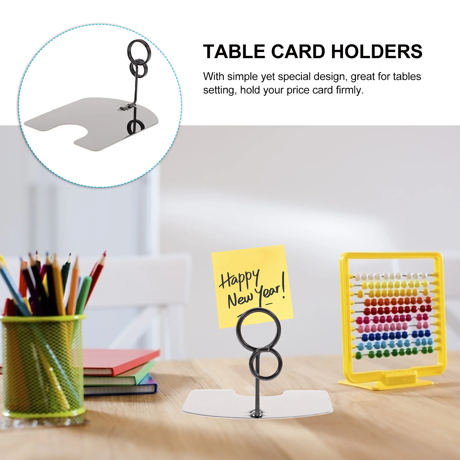 

5pcs Price Tag Holders Sturdy Wire Clip Stand For Table Card Display Menu Signage Label Holder Desk Organizer Office Party