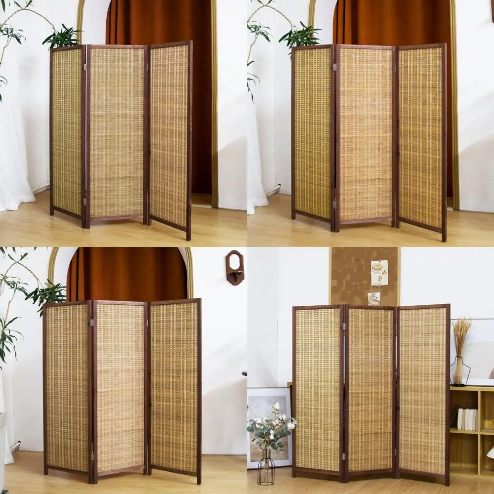 

3-Panel Tall Bamboo Room Divider for Privacy and Space Separation, Brown