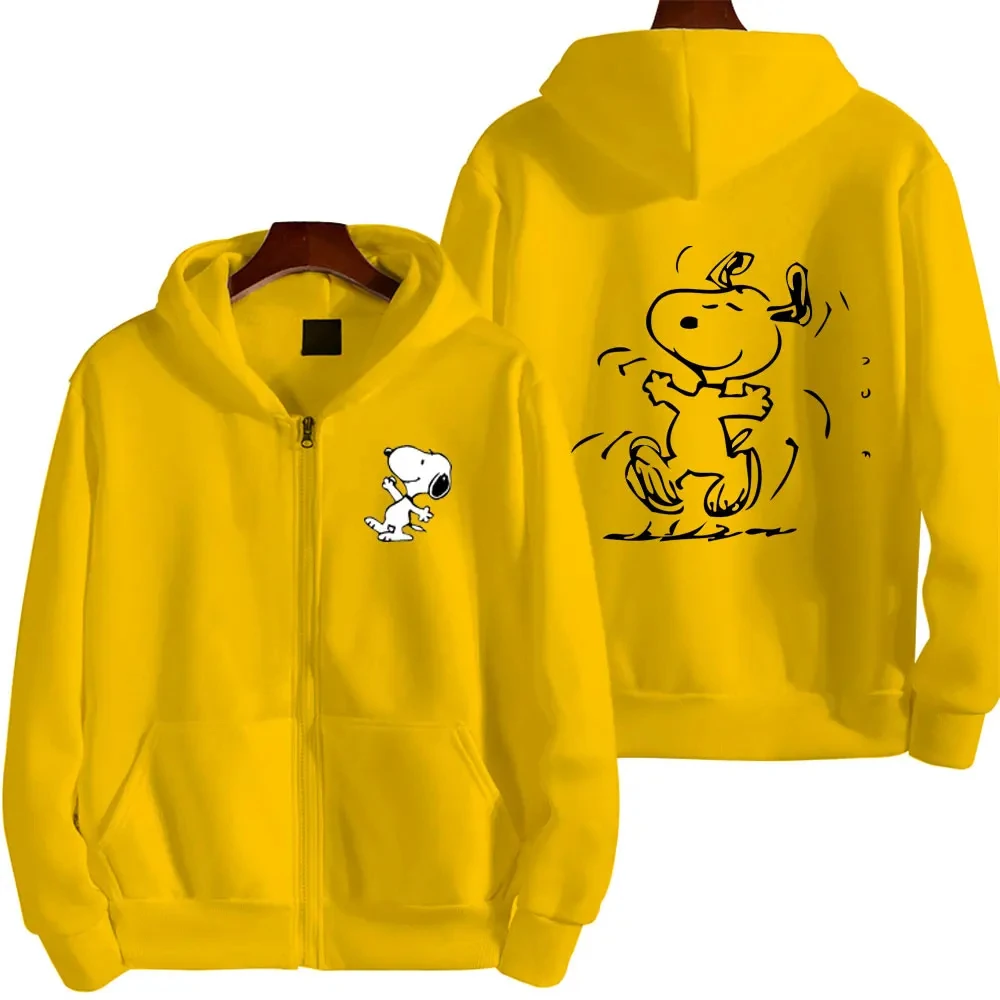 Snoopy Cartoon Anime Women Zip Up Hoodie Jacket Spring Autumn 2024 New Fashion Men Sweatshirt Couple Oversized Clothes Coats