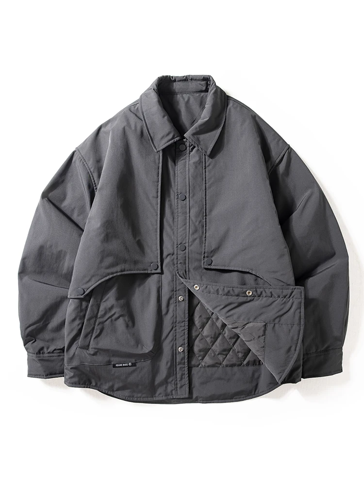 

Мужская повседневная свободная куртка из хлопка, зимняя ветрозащитная теплая рабочая куртка с наполнителем из полиэстера, длинными рукавами и застежкой на пуговицах