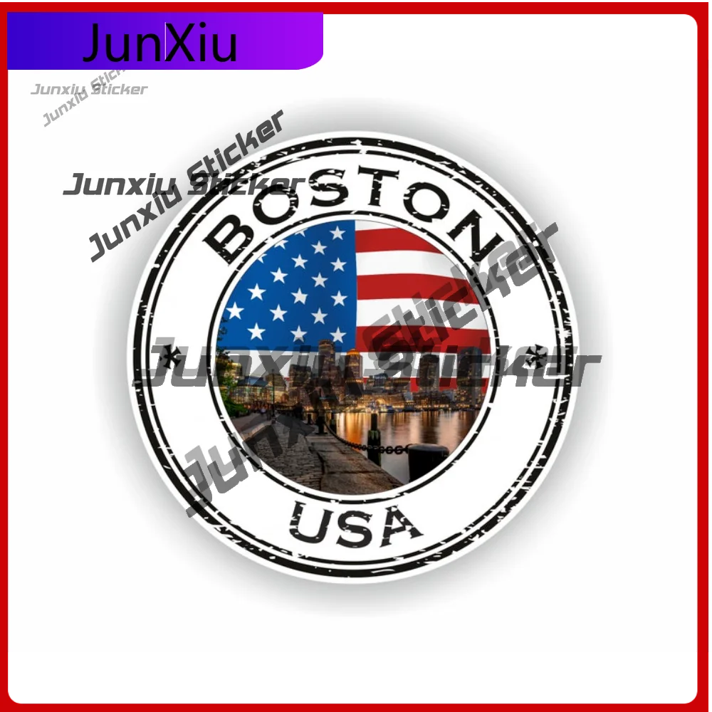 

Boston Usa Seal Sticker Showcasing National Emblem Round Flag Decorative Surface Protection Waterproof Designed For