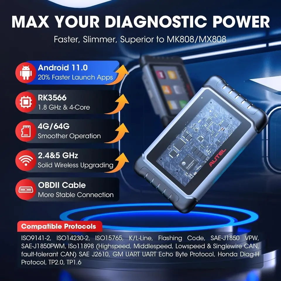車診断ツール Autel MaxiCOM MK808 MK808S OBD2 スキャナ双方向制御