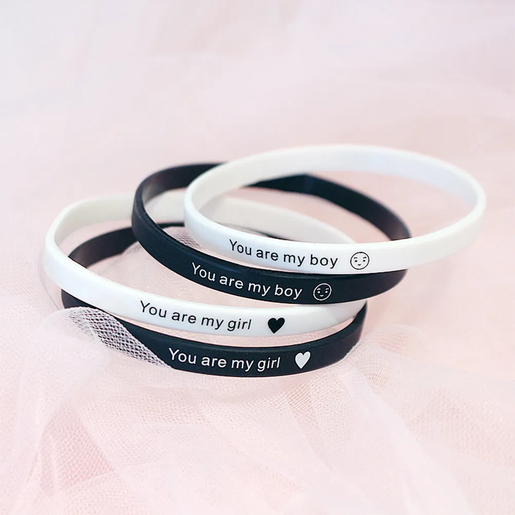 Silicone Wristband for Men Women Teens Letter Design Hip Hop Party Travel Daily Wear Comfortable Lightweight Adjustable Fit