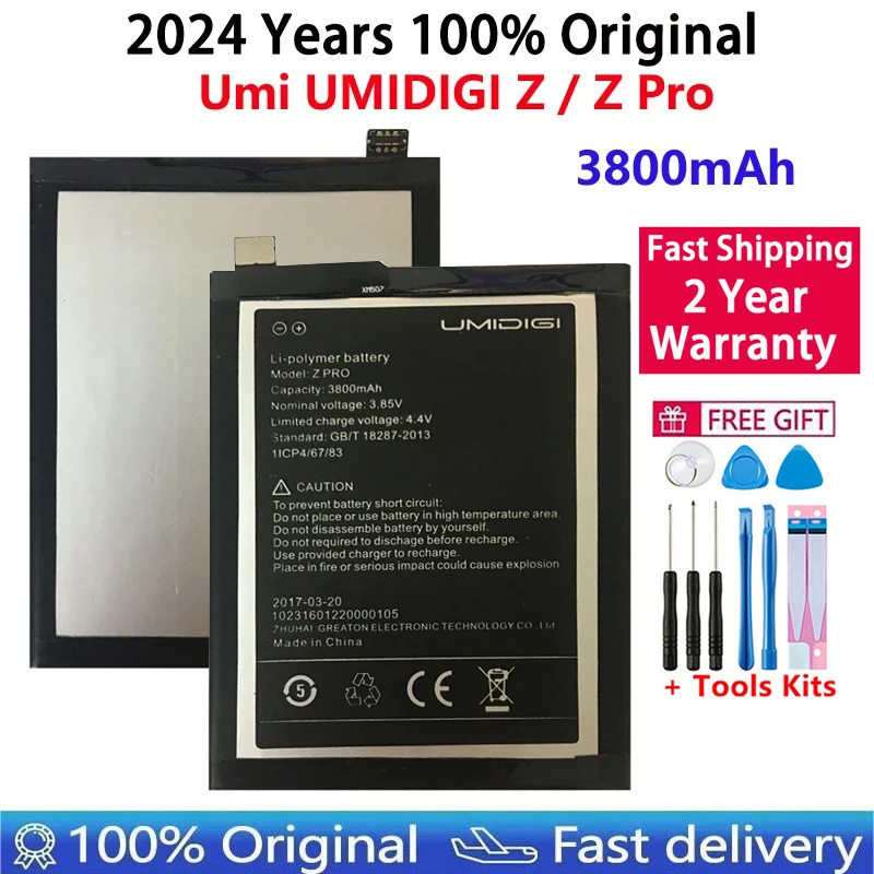 

2024 Years 100% Original High Quality 3850mAh Replacement Battery For UMI UMIDIGI Z2 / Z2 Pro Cell Phone Batteries Bateria