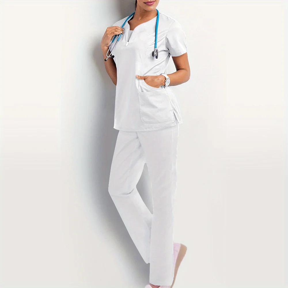 

Women's Operating Room Short - Sleeve Scrub Suit - Nurse and Surgeon Work Uniform, Isolation Gown