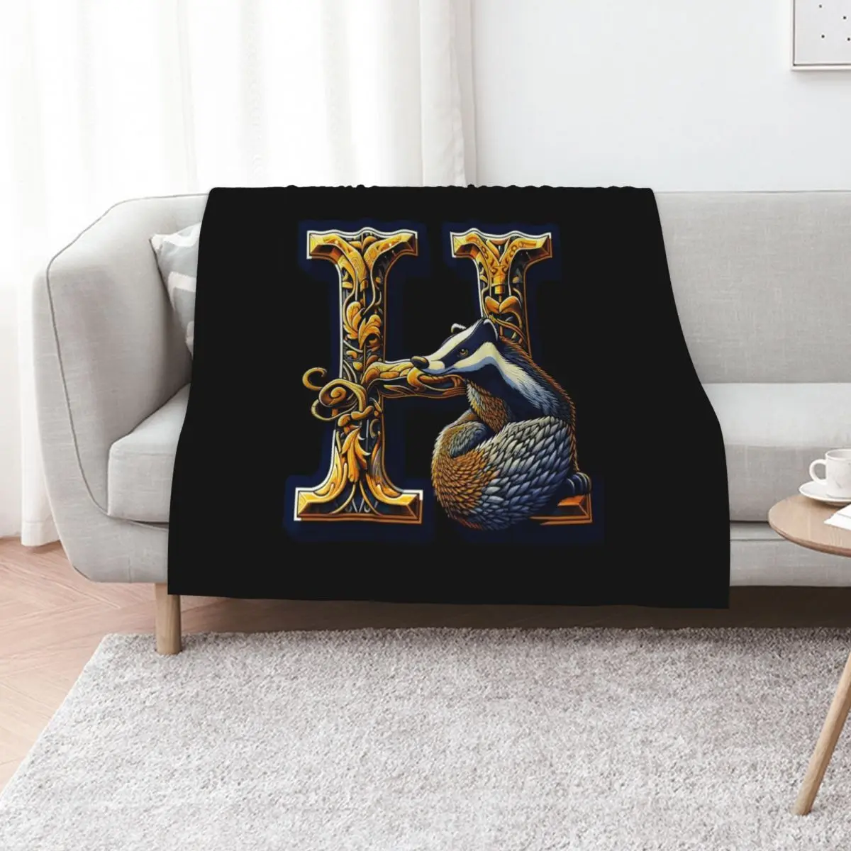 Badger and the letter H - Fantasy Throw Blanket anime Fashion Sofas Hairy halloween Blankets For Baby for babies Blankets