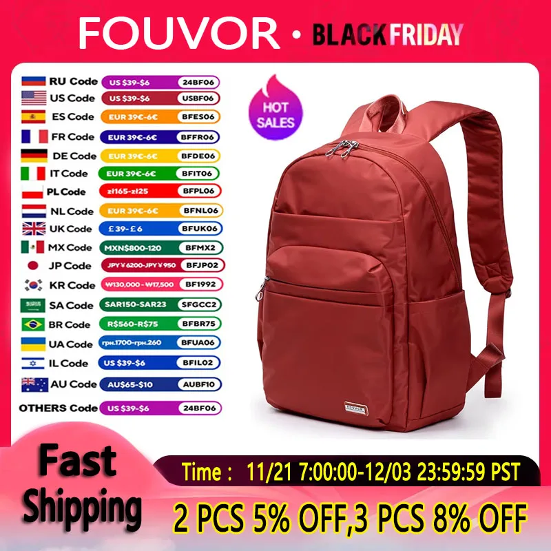 Fouvor Women Waterproof Oxford Simple Versatile Student Bag Canvas 2024 Large Capacity Travel Backpack Lady School Bag 2800-14