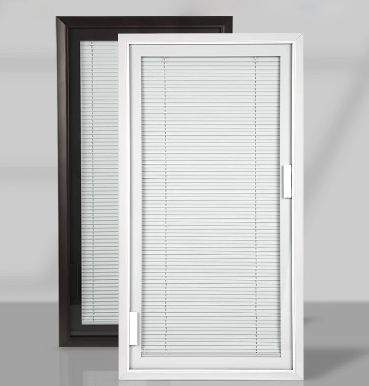 Magnetic control between glass shutters for Oriel windows Built-in shutters