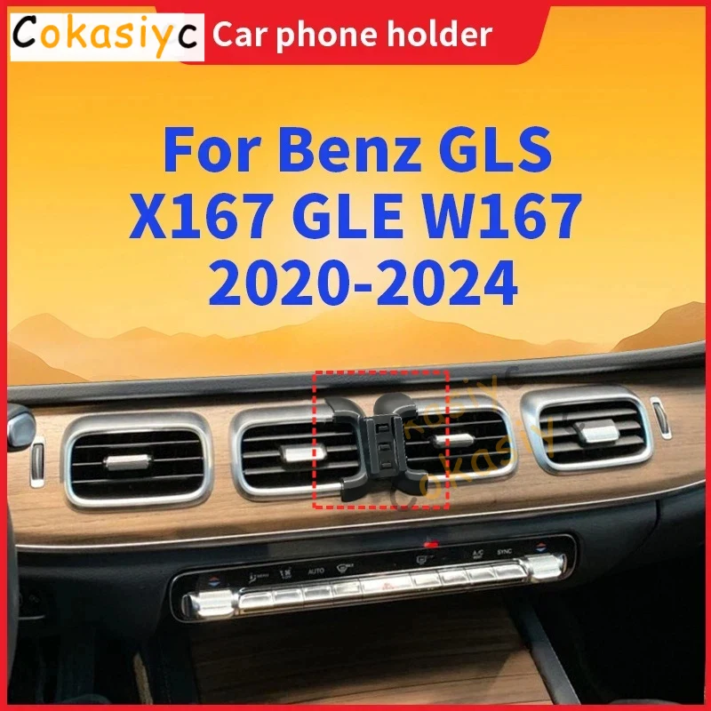 Suporte para Telefone de Carro para Mercedes Benz GLS X167 2020-2024 e GLE W167 2020-2024, Base de Carregamento Sem Fio, Acessórios para Automóveis