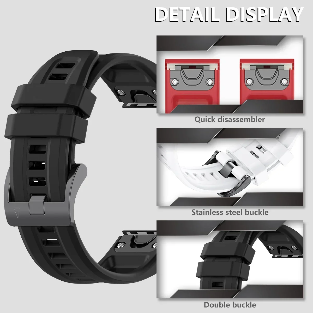 Quick Fit 26/22/20mm Silicone Strap For Garmin Fenix 8/Tactix 8 51/47mm Enduro3/Fenix E 7X 6X Replacement Correa Forerunner 965