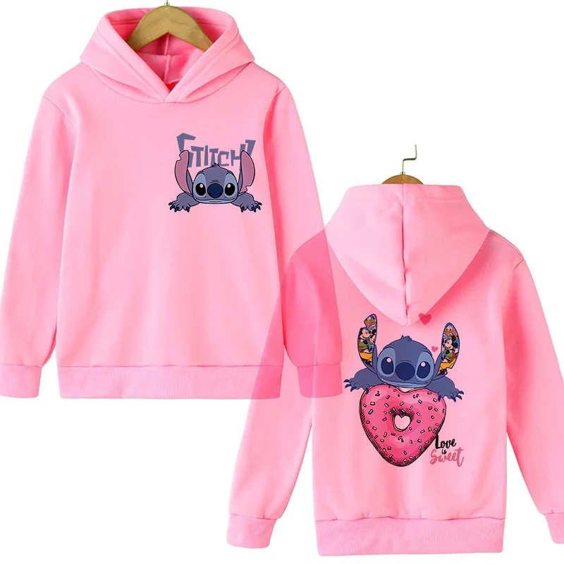 Hoodies Y2k Anime Stitch Hoodie Children Cartoon Clothes Kid Girl Boy Lilo and Stitch Sweatshirt Manga Hoody Baby Casual Top