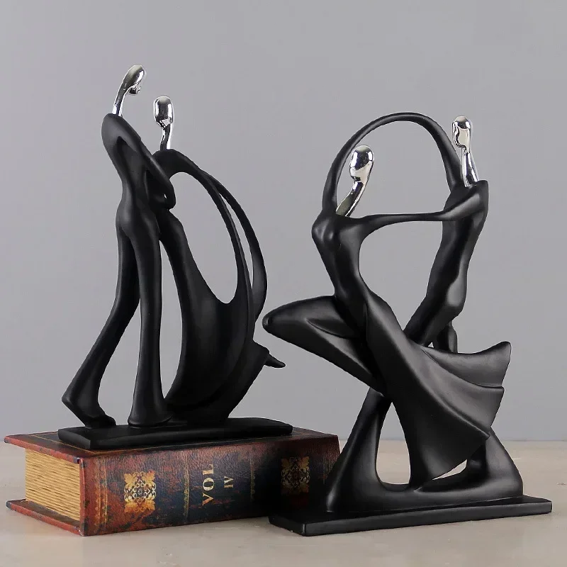 Modern abstract black Human sculpture statue resin jewelry home decoration accessories gift geometry resin Couple Sculpture