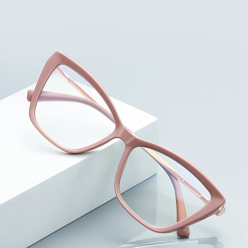OKH جديد هندسي المرأة القط العين الإطار تصميم الرجال مكافحة الضوء الأزرق نظارات للقراءة تخصيص وصفة طبية قصر النظر نظارات #2