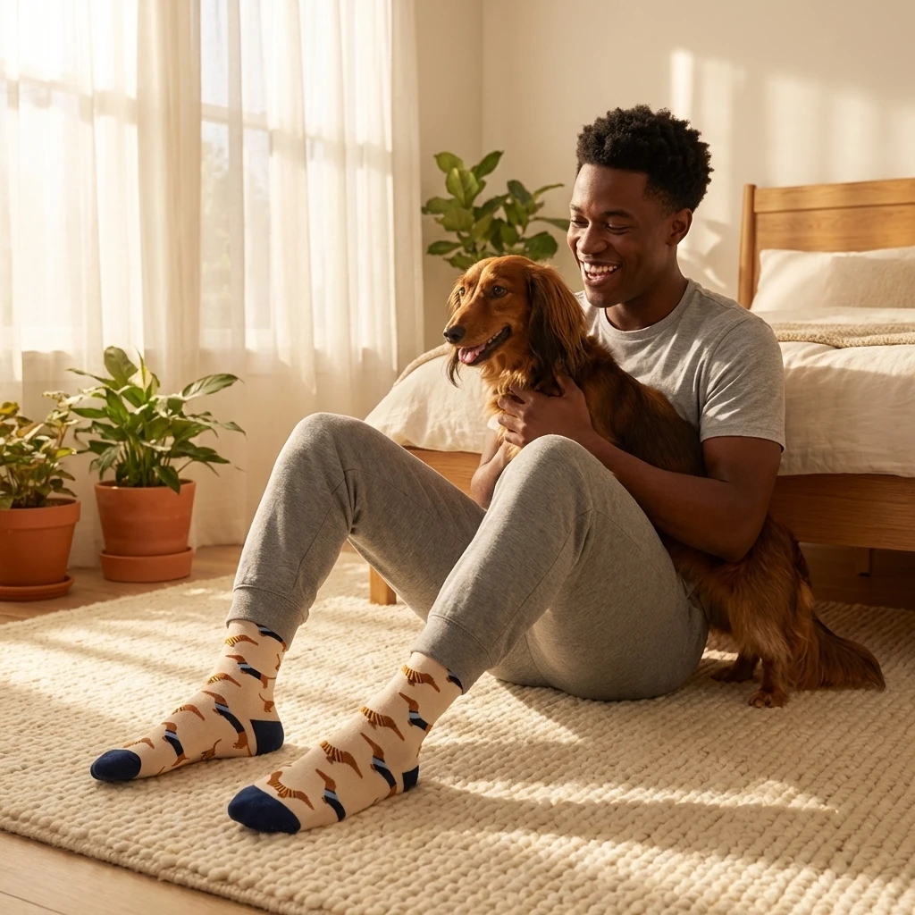 5 Pack Men\'s dog Socks Colorful Cute Funny Crew Socks,Novelty Gifts for Teenage boys boyfriend Animal Lovers