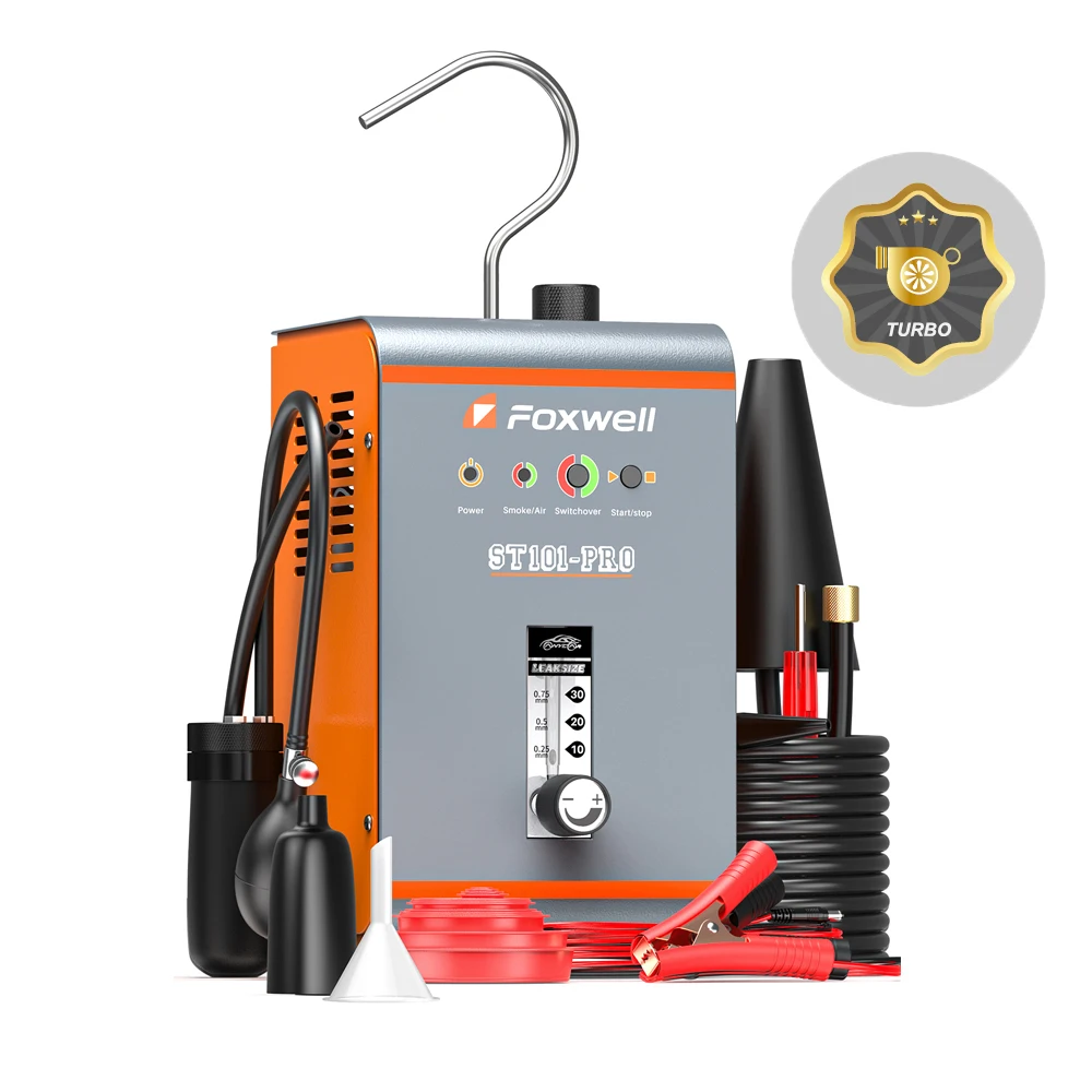 FOXWELL ST101 PRO EVAP Rilevatore di perdite di fumo Turbo Pompa d'aria incorporata Generatore di fumo per auto Localizzatore di perdite Strumenti meccanici automatici