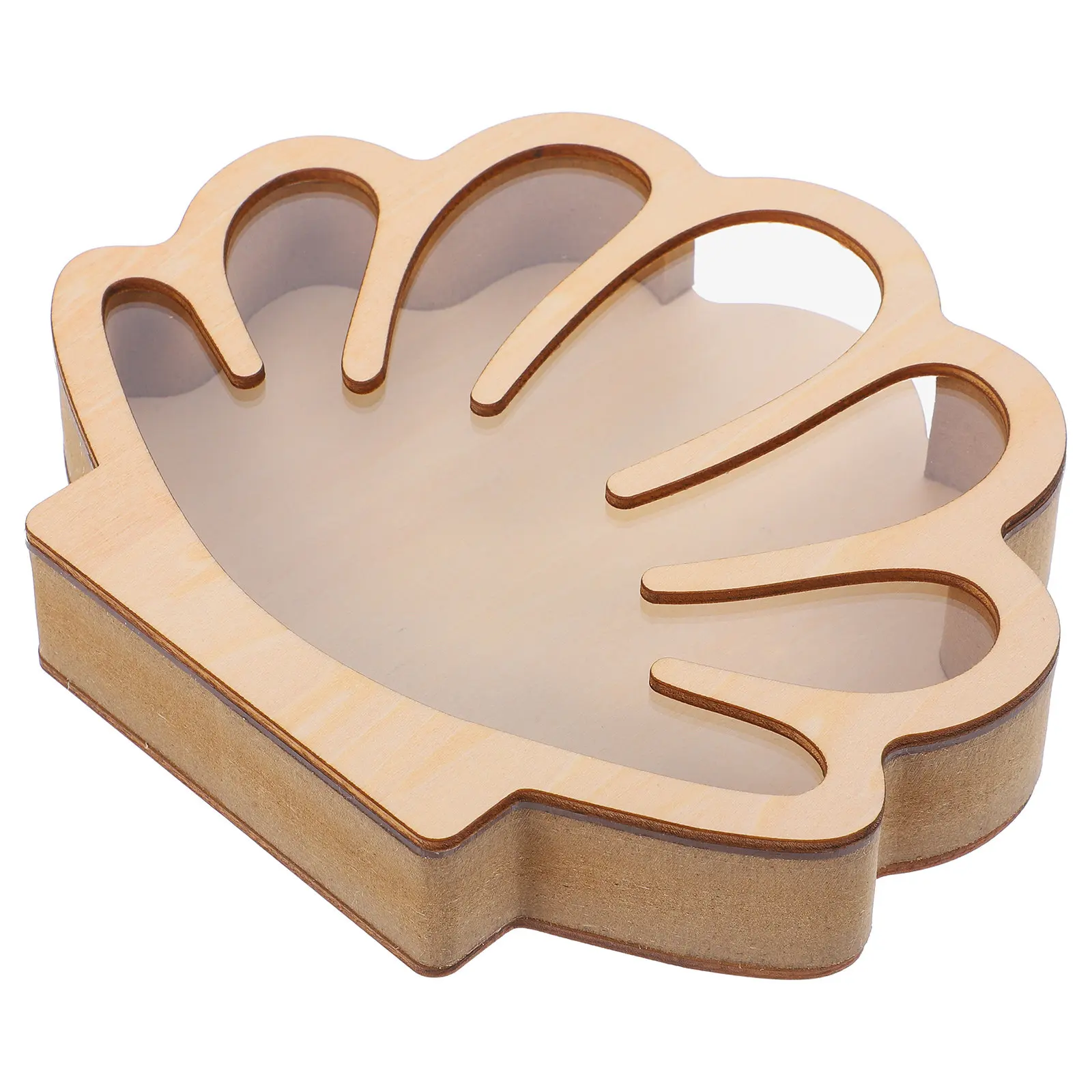 

Wooden Seashell Storage Box Elegant Decorative Display Case for Seashells Small Space Enhancer Multi-Function Tabletop Shadow