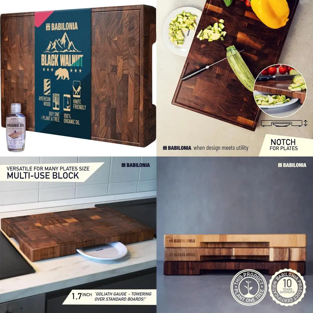 

Thick 1.7 Premium End Grain Wood Cutting Board - Heavy Duty Butcher Block for Professional Use