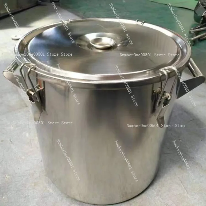 304 Stainless Steel Sealed Bucket Straight Rim Food Storage Container for Soup Rice Oil Fermentation