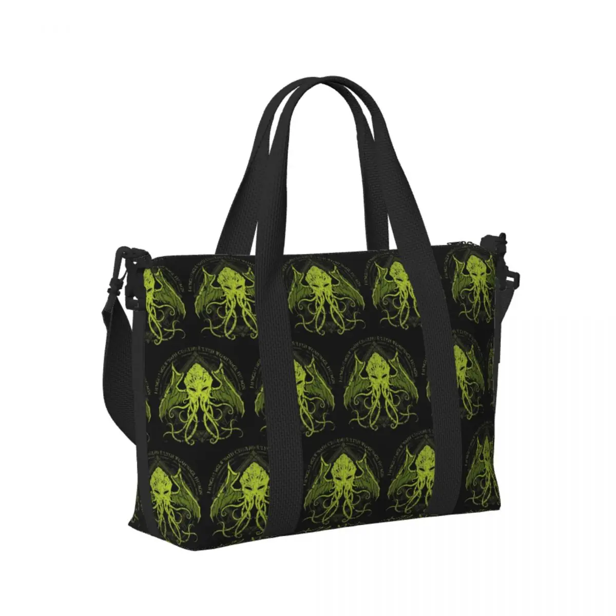 

Custom Cthulhu Lovecraft Distressed Chant Design V2 Beach Travel Bag Tote Bags for Gym Yoga Women Shopping Duffle Shoulder Bag