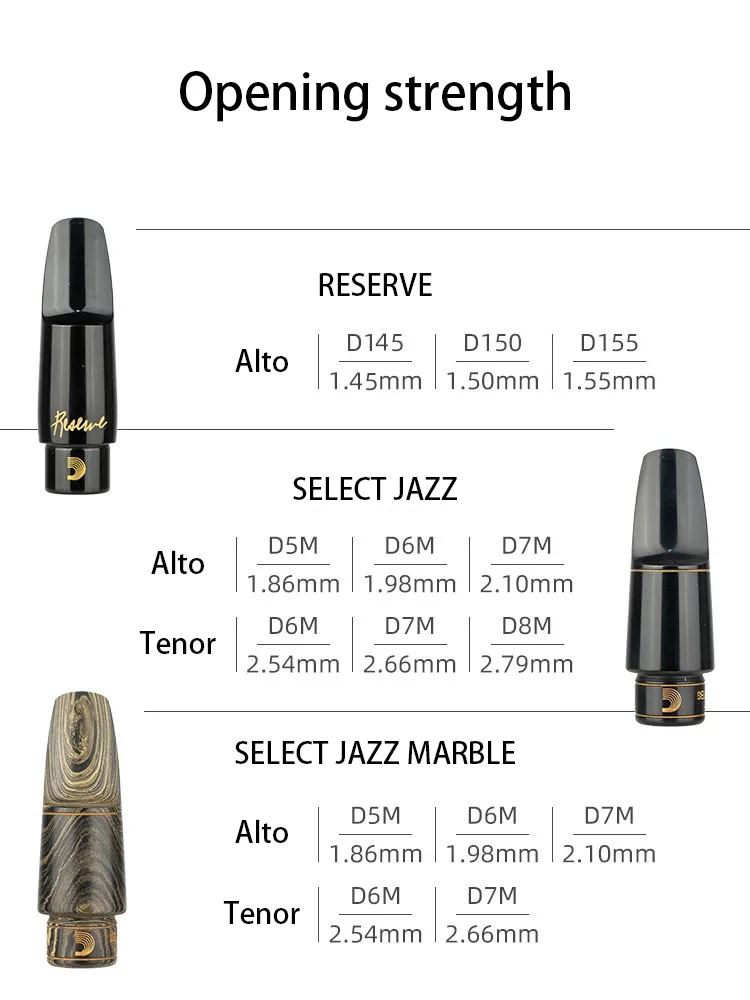 D\'Addario RICO SELECT JAZZ MARBLE Eb Alto Bb Soprano Tenor SAX RESERVE Ebonite Hard rubber mouthpiece DAddario D5M D6M D7M D8M