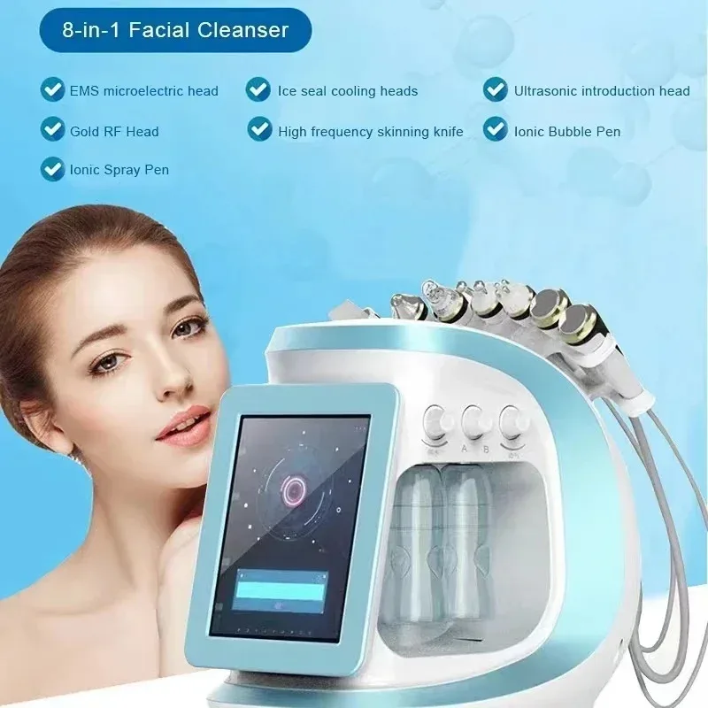 

8-in-1 Hydro Dermabrasion Skin Care Device - Mesotherapy, Ultrasonic Scrubber, Blackhead Remover & Anti-Wrinkle Spa Cleanser