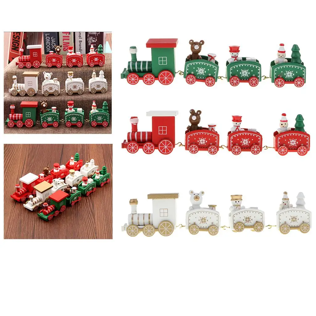 Wooden Train Ornaments Kids Gift Toy for Christmas Party Kindergarten Decoration