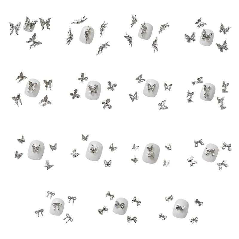 10PCS 3D Alloy Butterfly Metallic Butterfly Charm Diamonds Butterfly Dropship