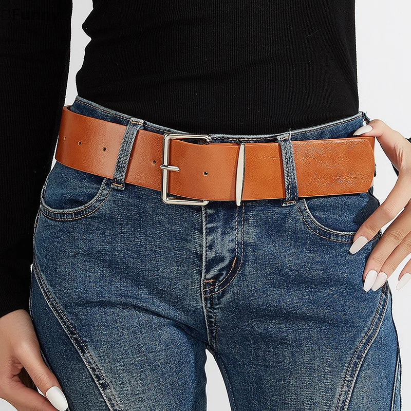 

〔Funny〕Women Luxury Design Suede Leather Wide Belt Casual Pin Buckle Waistband Business Waist Strap All-match Clothes Decor