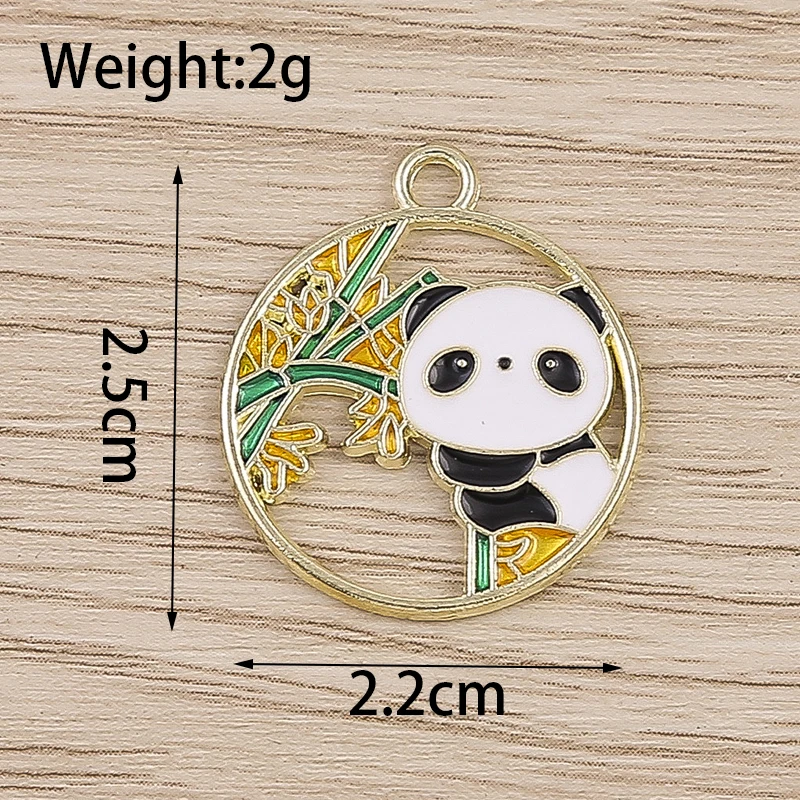 Tusember 10 Stück/Set Emaille Niedlicher Bambus Großer Panda Anhänger für DIY Ohrringe, Armbänder, Schlüsselanhänger, Schmuckherstellung, Bastelzubehör – Detail 15