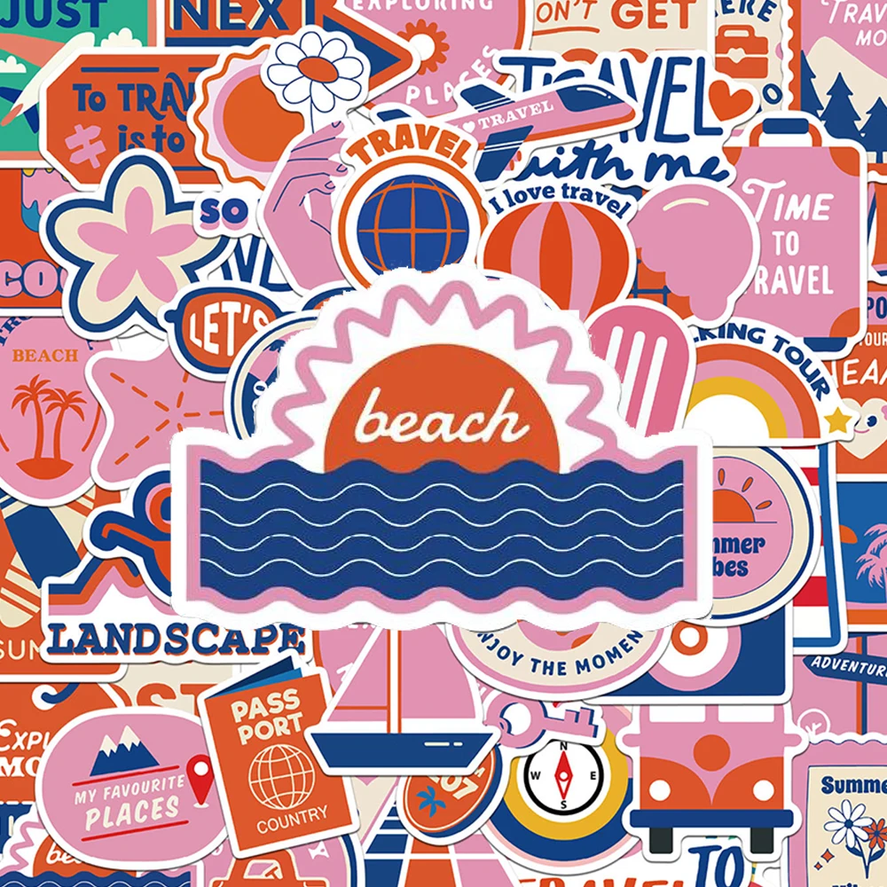 

10/30/50pcs Cute Aesthetic Pink Travel Cartoon Stickers Creative Graffiti Sticker DIY Suitcase Motorcycle Waterproof Decals Toys
