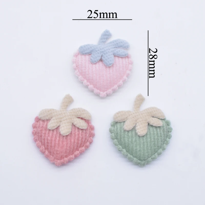 20Pcs 25*28mm Small Strawberry Padded Applique for Handmade Clothes Hat Sewing Supplies DIY Hair Clip Accessories Decor Patches