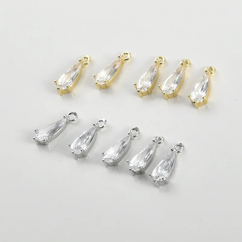 14k Gold Bag Color-preserving Long Water Drop Zircon Pendant DIY Handmade Earrings Bracelet Necklace Accessories Material