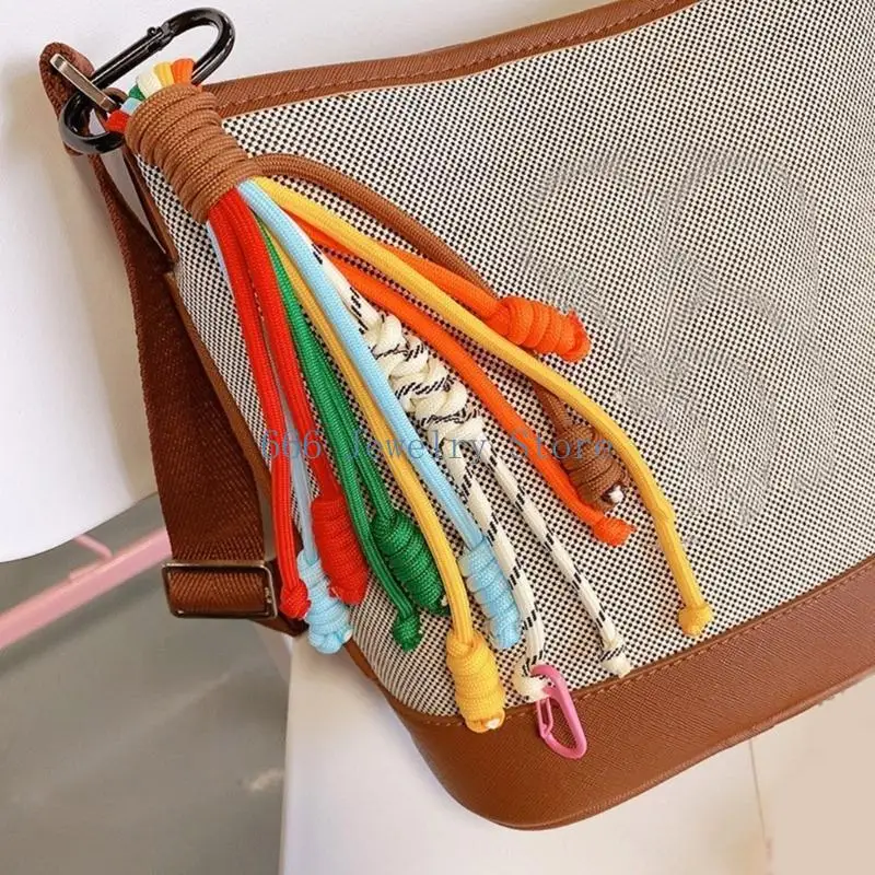 F2TD Versatile Rainbow Braided Keychain Unique Rainbow Braided Keyring Sturdy Key Chain Accessory for Key Management