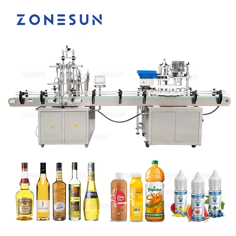 ZONESUN Automatic Electric Glass Perfume Water Nail Polish Plastic Bottle Capping Auto Filling Capping Packing Machine