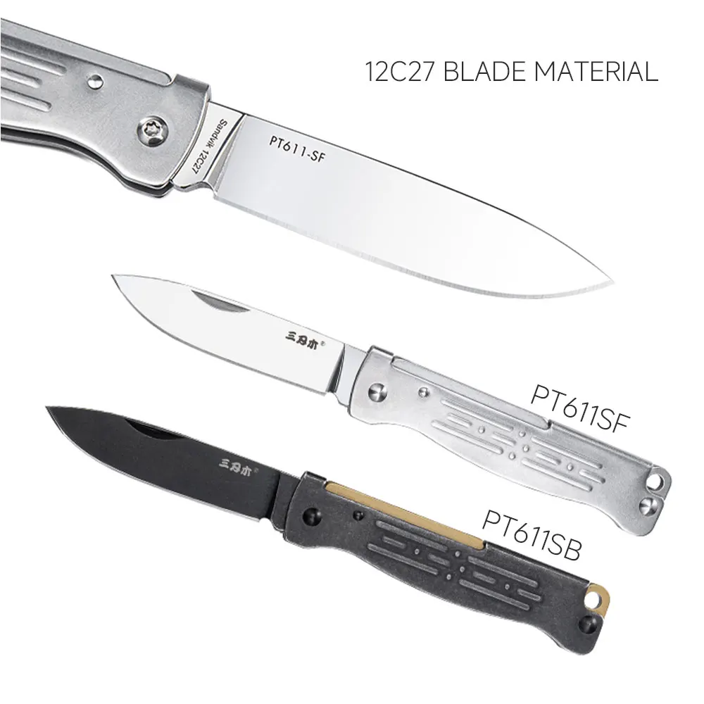 SANRENMU PT611 Pocket Folding Knife 12c27 Blade for Home Cooking Cutting Fruit Picnic Fishing Outdoor EDC Portable Tool