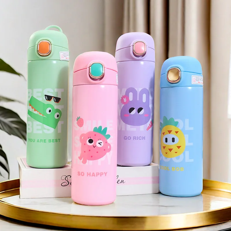 

Cute Cartoon Thermos Bottle For Children Stainless Steel Thermal Mug Vacuum Flask Travel Insulated Cup Kids Thermal Water Bottle