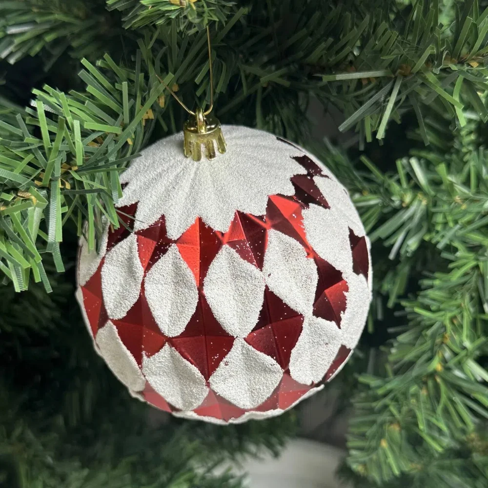 6PCS 2BOX 8CM  Christmas Balls Red and white Christmas Tree Ornaments Ball Christmas decorations 2024 Pendants Home Party Decor