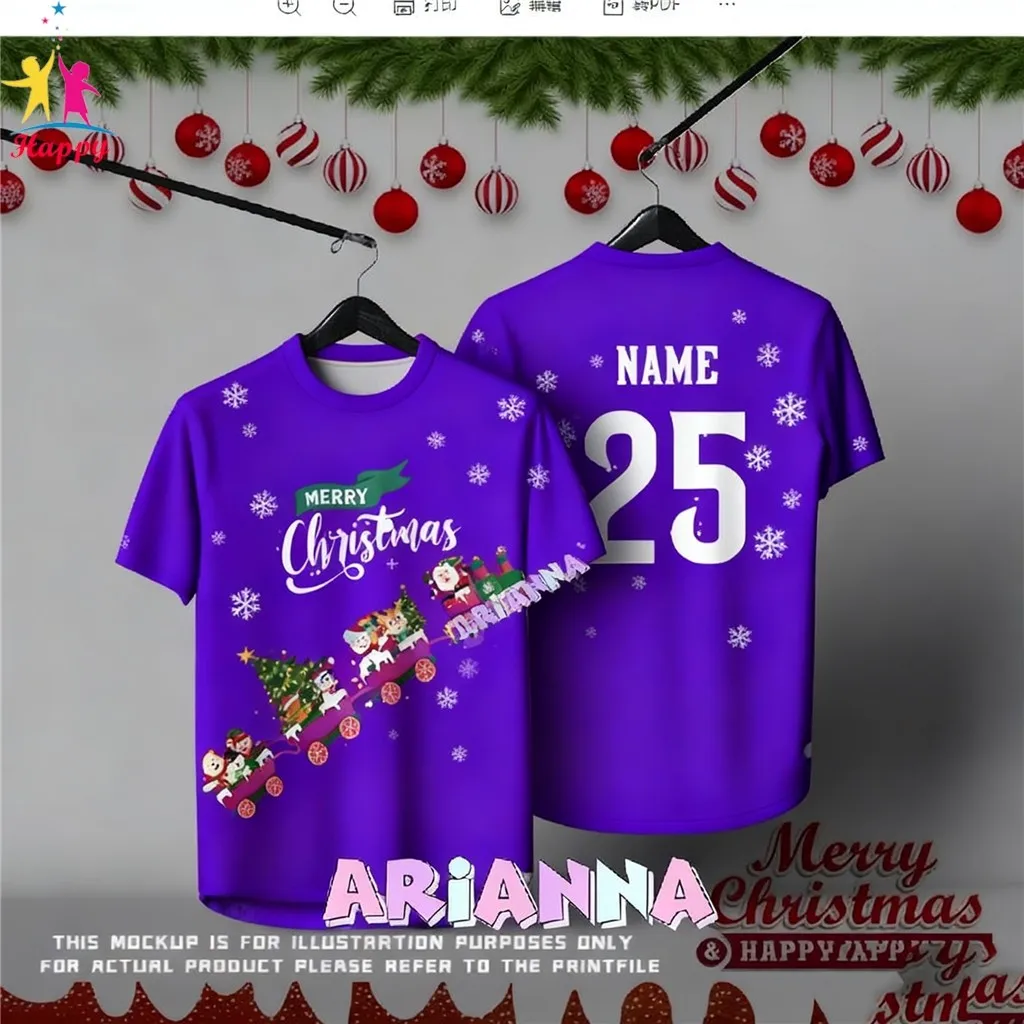 Free Custom Christmas T-shirt 3D Fun Santa Claus Print Men's Women's Round Neck T-shirt Quick-dry T Shirt Party Men's Clothing