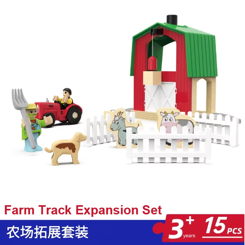 Traje de expansión de pista de escena de grúa torre/fazenda/estación de Gas, juguete de rompecabezas de montaje de pista de coche de escena de simulación DIY para niños