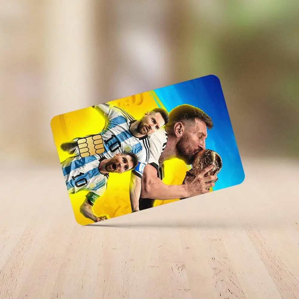 سوبر ستار كرة القدم M-Me-Messi-S ملصقات بطاقات الائتمان الرائعة الجلد لخصم البنك حماية الزخرفية 4 قطعة المضادة للخدش مقاوم للماء