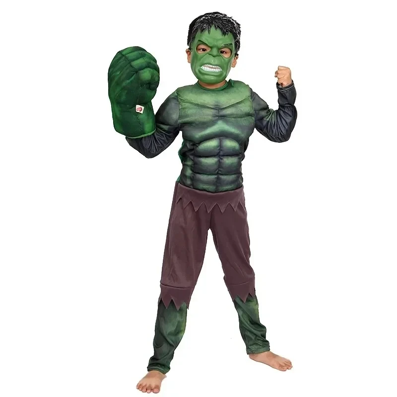 Kind Hulk Muskel Kostüm Superheld Hulk Cosplay Muskel Kostüm Maske Faust Plüsch Handschuhe Kind Jungen Halloween Weihnachts kleidung