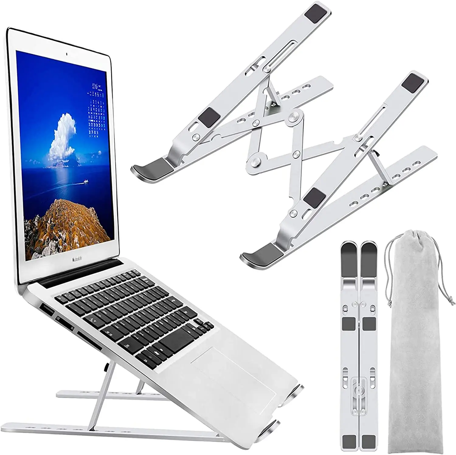 Supporto per Laptop, supporto per Laptop Riser supporto per Computer, supporto per Notebook portatile pieghevole in alluminio regolabile, compatibile con il computer