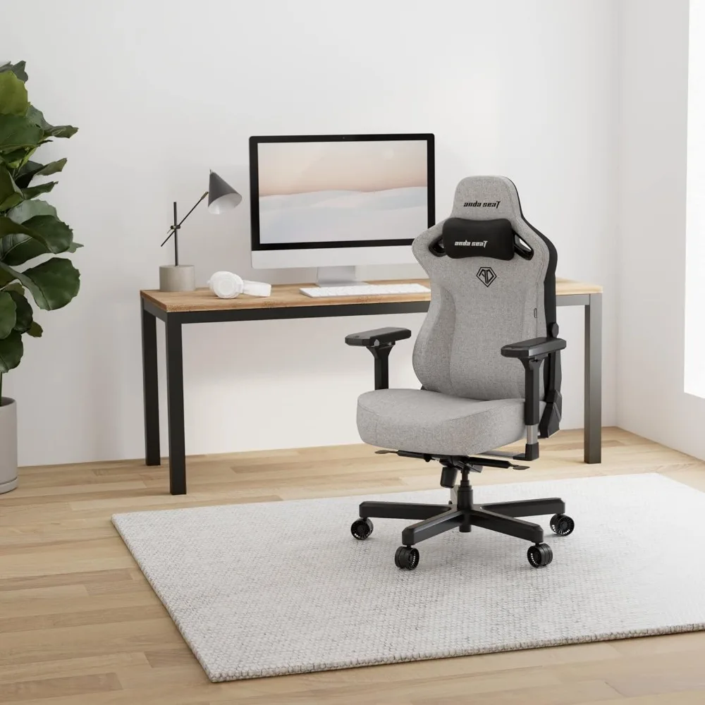 Office Chairs, 3 Large Gaming Chair for Adults - Ergonomic Grey Fabric Gaming Chairs with Lumbar Support, Office Chairs