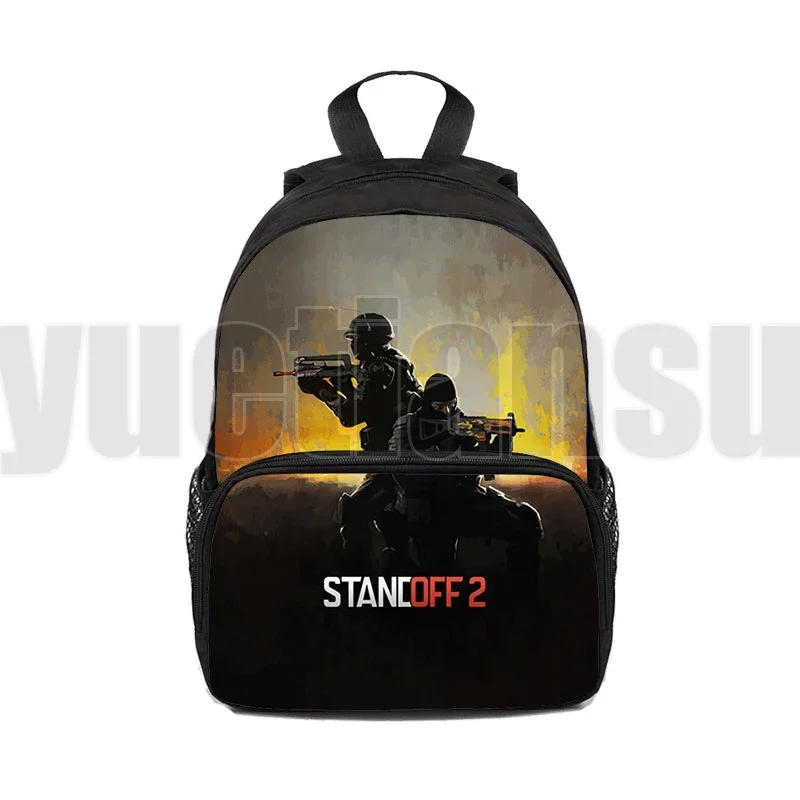 3D Print Anime Shooting War Game Standoff 2 Backpacks Children Canvas Zipper Cartoon School Bag Boys Girls 12/16 Inch Travel Bag