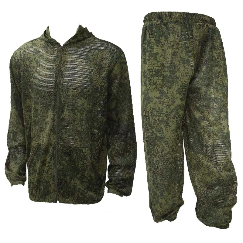Airsoft Camo Ghillie Suits Military Uniform Hoodies Sets Men Mesh Suit Summer Coveralls Tactical Hunting Clothes Workwear Sets