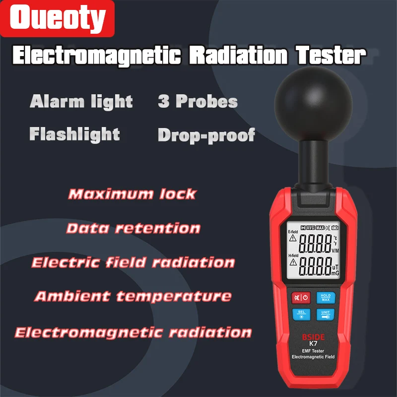 

BSIDE K7 Portable Electromagnetic Field Radiation Tester LCD High Precision Electromagnetic Wave Radiation Measuring Instrument