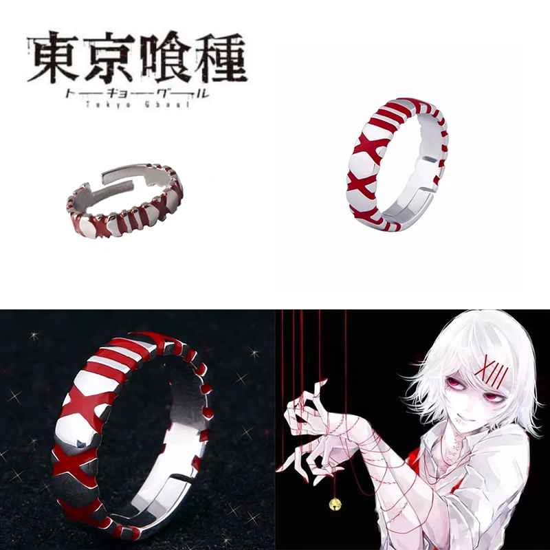 Anime Tokyo Ghoul JUZO SUZUYA REI Cosplay pierścionki Unisex metalowe regulowany pierścień otwierający biżuteria rep akcesoria prezent