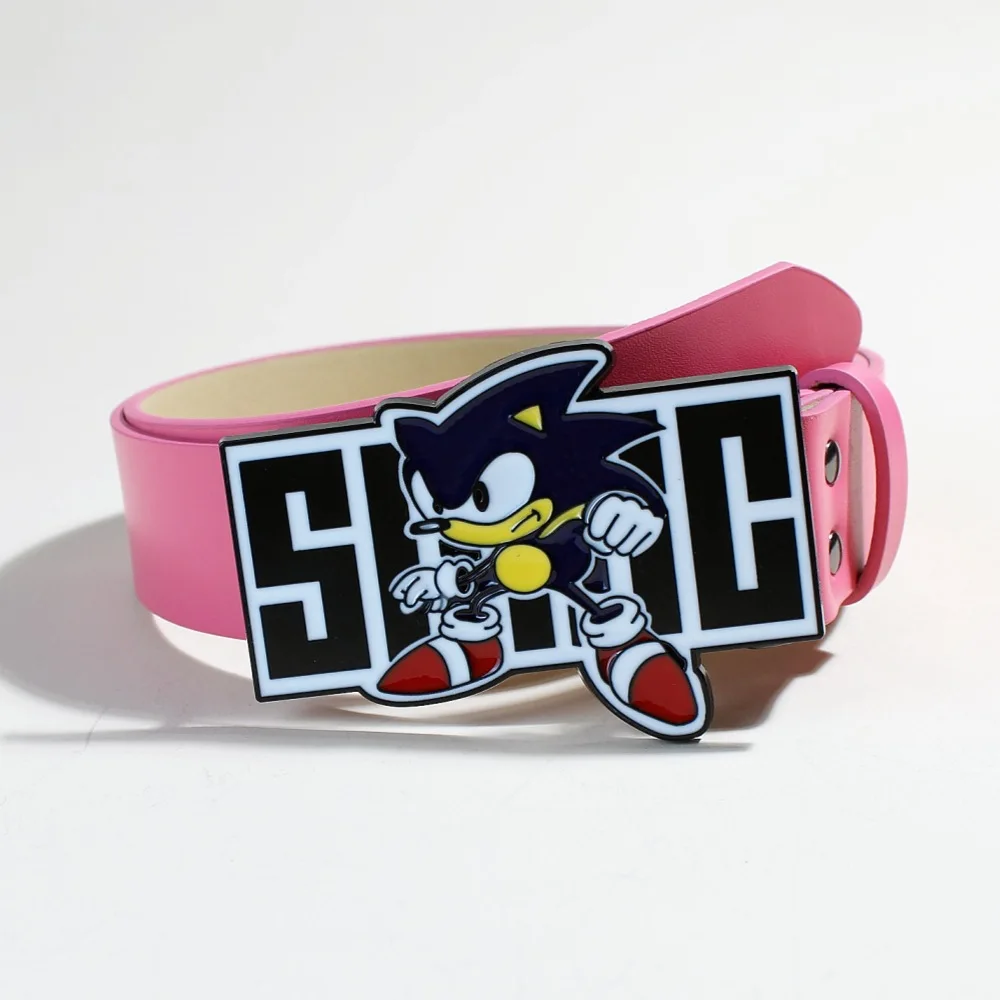 Cintura unisex Cartoon Cat Sonic Jeans Cintura gotica Y2k Cinture di design di lusso di fascia alta per le donne Cintura da uomo con rivetto nero Accessorio punk