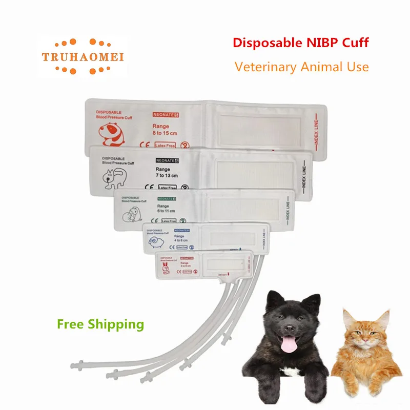 Veterinary NIBP Cuff Multisize Upper Arm Disposable Non-woven Animal NIBP Cuff Pet Blood Pressure Single Hose